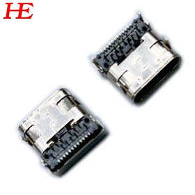 USB C/F 板上短體 CL1.75 H3.45 腳長1.2 黑LCP外殼不銹鋼鍍鎳端子G/F （卷裝）